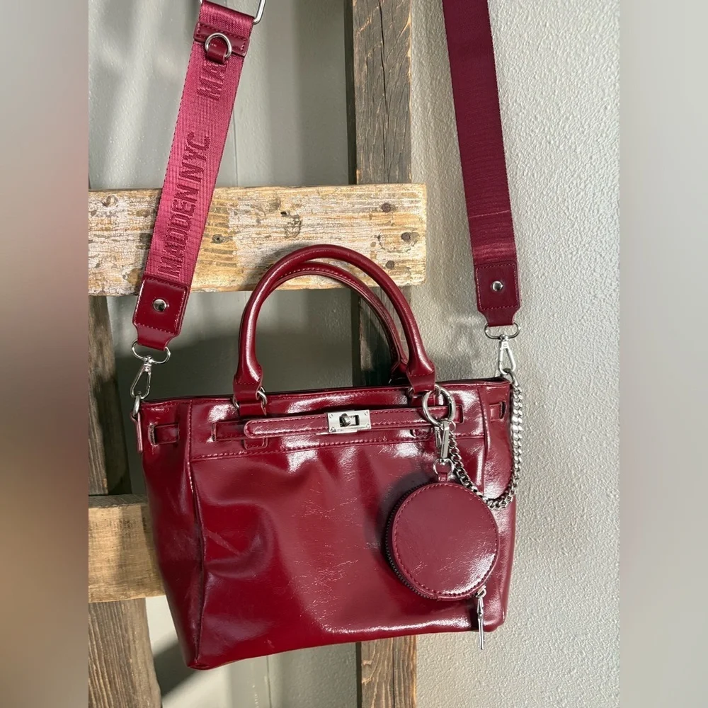 Steve Madden Burgundy shoulder Tote Bag with coin purse